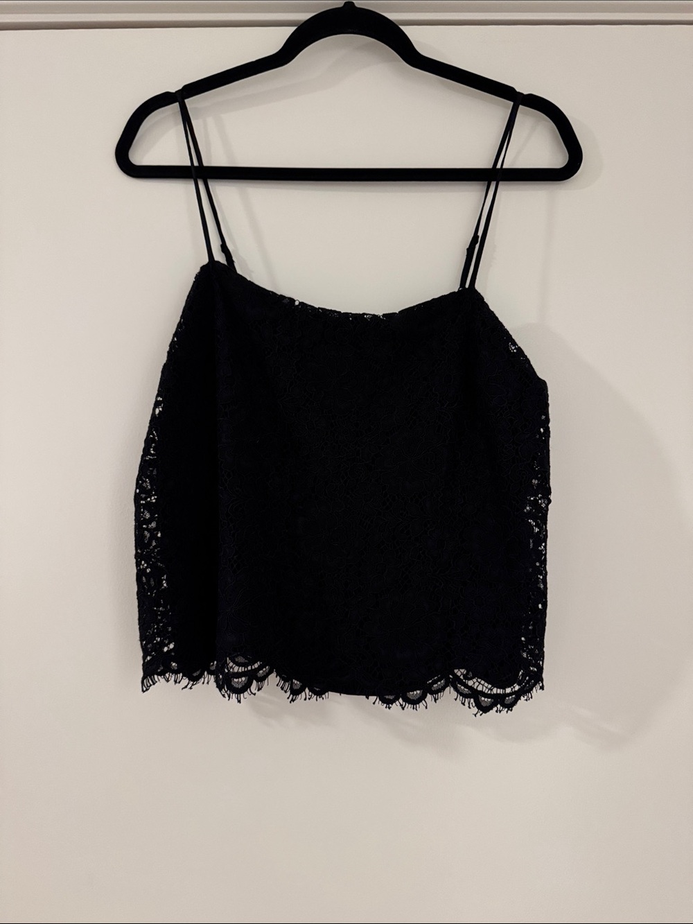 GAP Black Lace Camisole with Scalloped Hem
